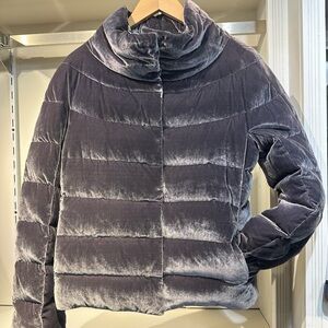 JAN MAYEN Quilted Down Puffer in Velvet charcoal size IT44.